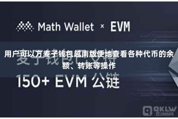 用户可以方麦子钱包越南版便地查看各种代币的余额、转账等操作