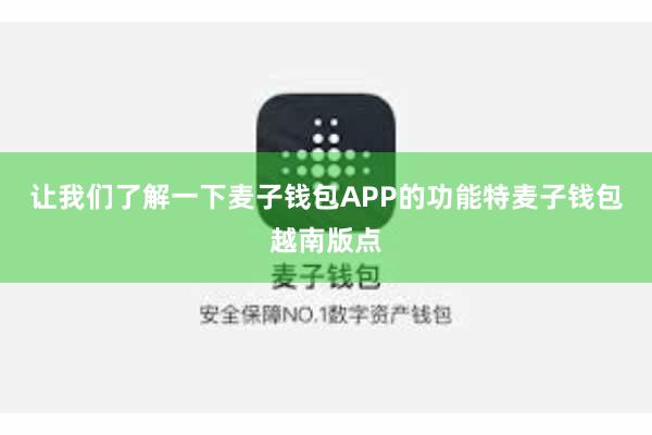 让我们了解一下麦子钱包APP的功能特麦子钱包越南版点